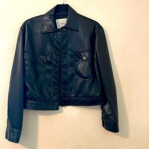 Wilfred faux leather cropped jacket